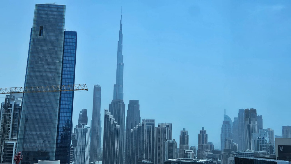 Vacant office space with glass partitions and Burj Khalifa views in Park Lane Tower, Business Bay