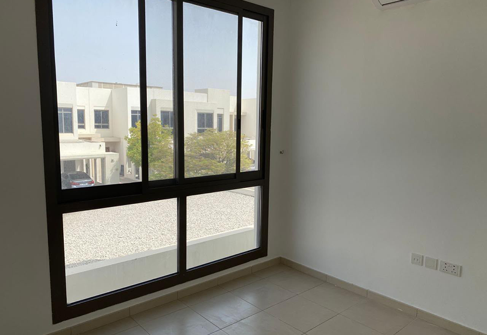 Bright living room with large windows