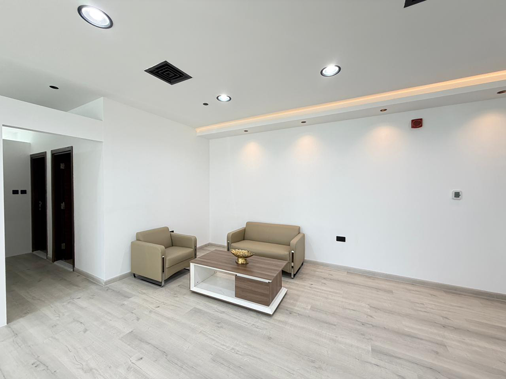 Bright workspace with glass partitions
