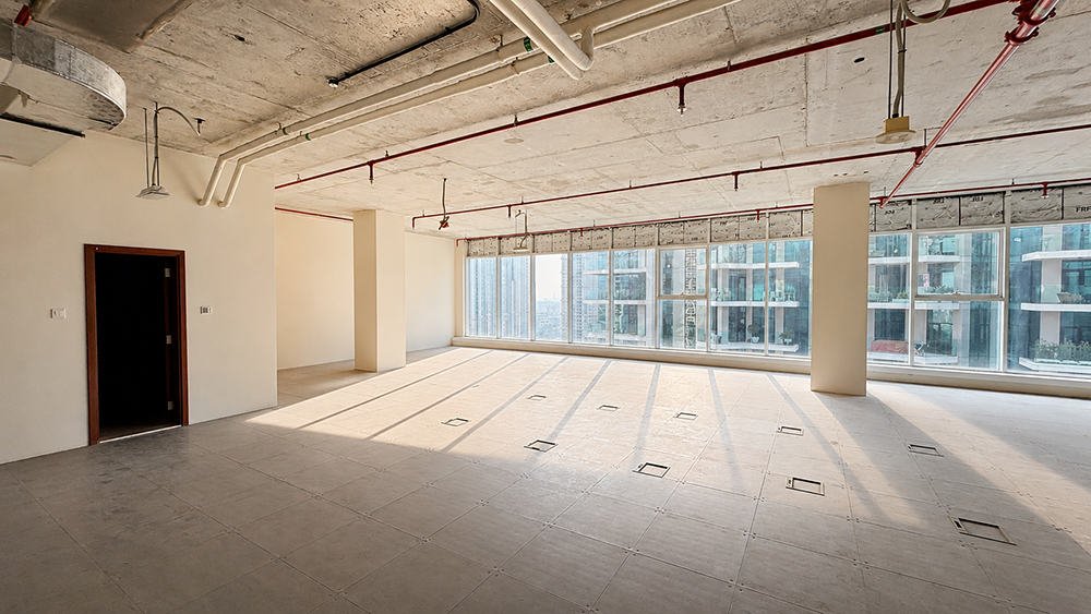 Open-layout shell and core office space for rent in Al Manara Tower, Business Bay