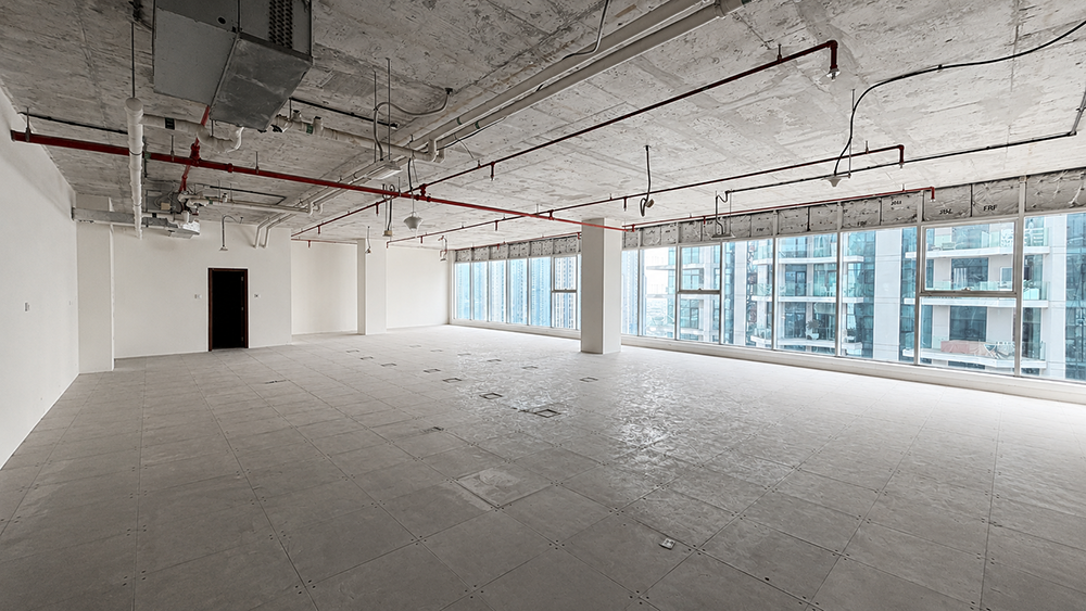 Open-layout shell and core office space for rent in Al Manara Tower, Business Bay