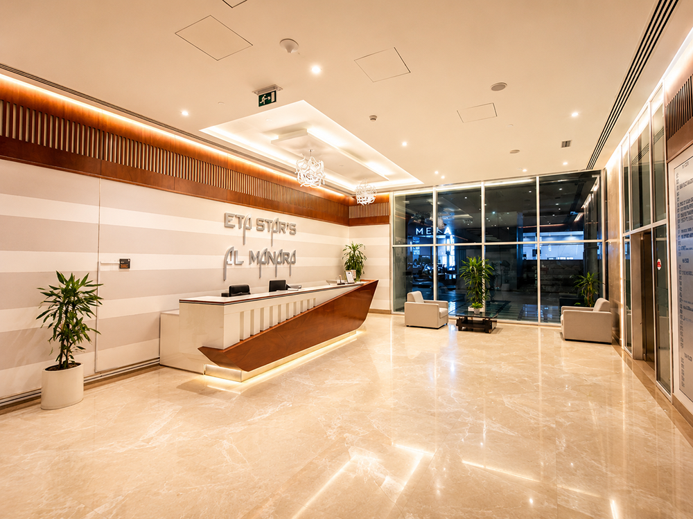 Open-layout shell and core office space for rent in Al Manara Tower, Business Bay