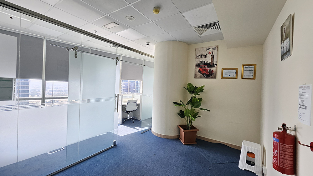 Glass partition meeting room